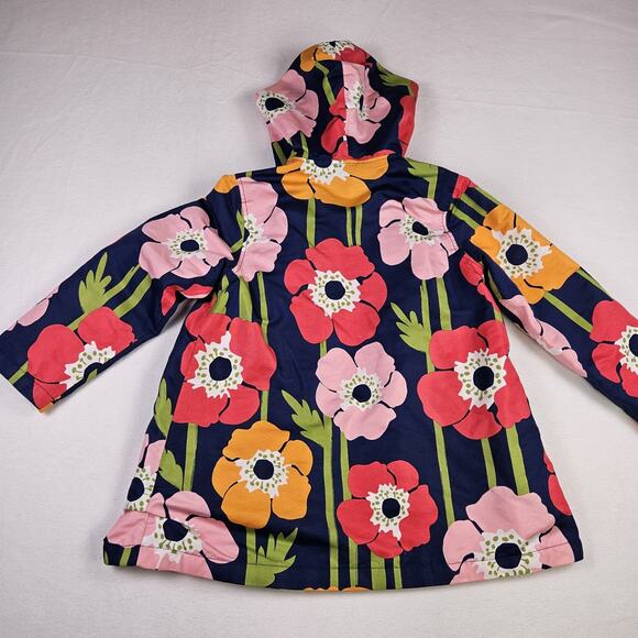Gymboree Girls Floral Rain Jacket Hood Windbreaker Poppy Blue Pink Flowers S 5-6 - Picture 11 of 11
